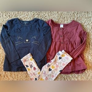 Girls Outfit Set Long Sleeve Cat Shirt 4T